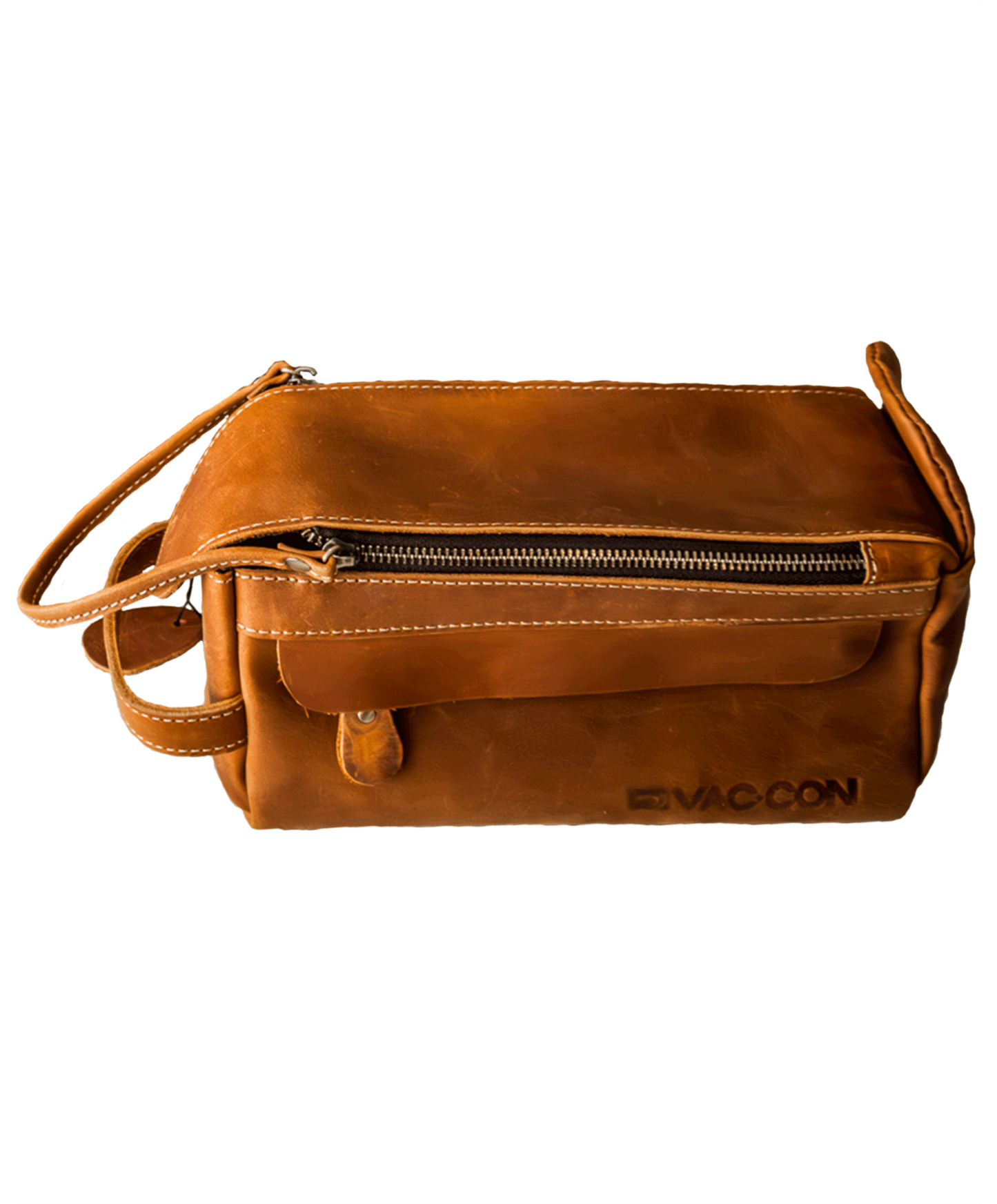 Leather Toiletry Bag With Debossed Vac-Con Logo