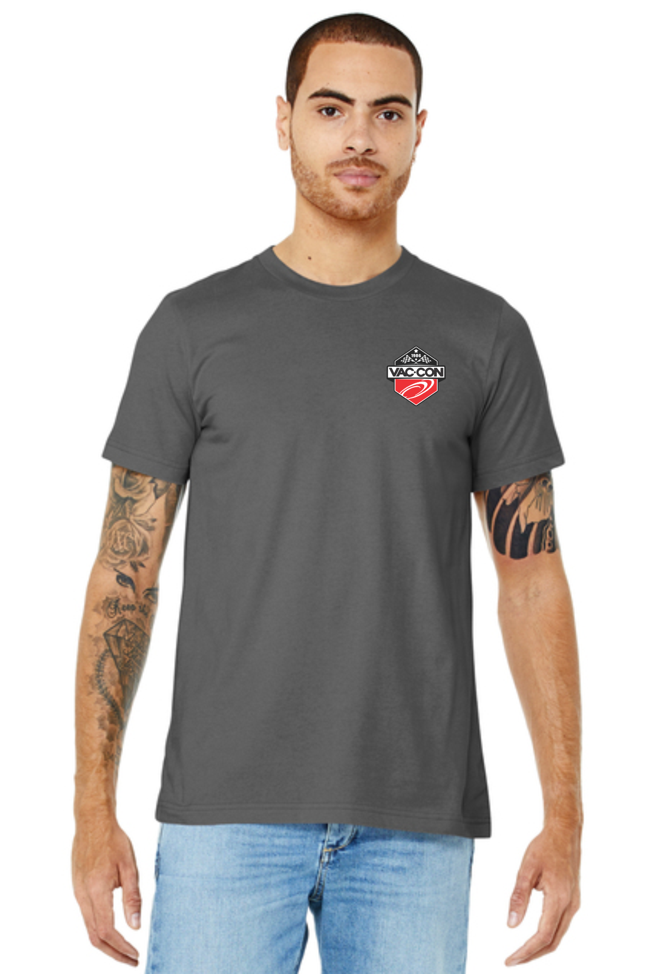 BELLA+CANVAS 3001 Unisex Jersey Short Sleeve Tee With Left Chest & Full Back Screenprint