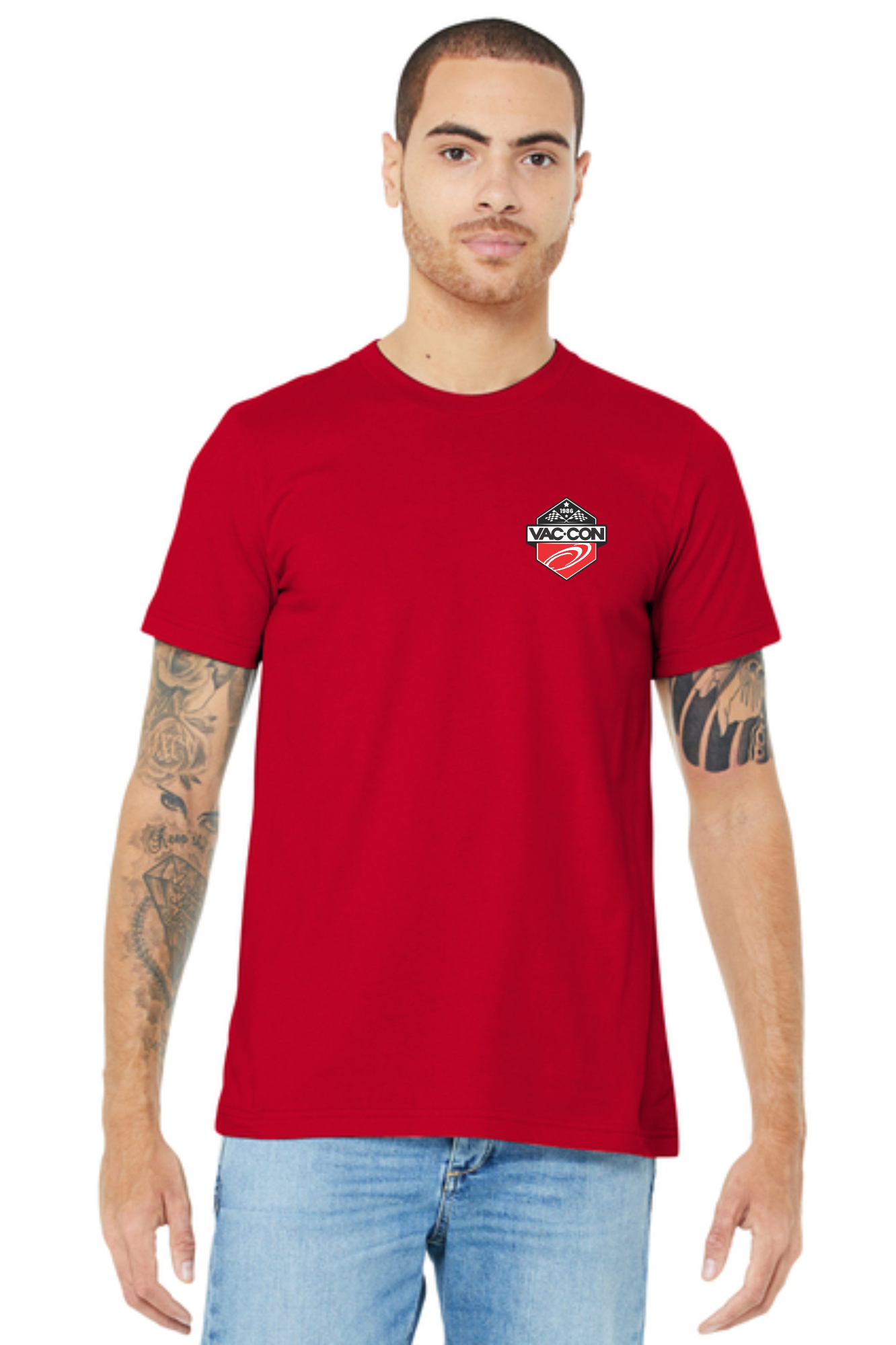 BELLA+CANVAS 3001 Unisex Jersey Short Sleeve Tee With Left Chest & Full Back Screenprint