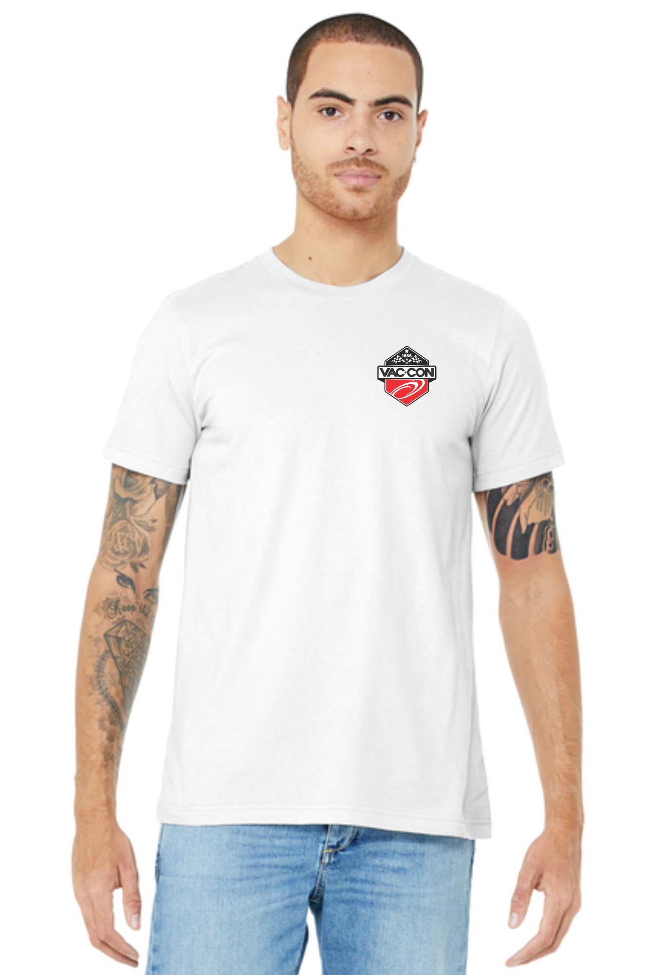 BELLA+CANVAS 3001 Unisex Jersey Short Sleeve Tee With Left Chest & Full Back Screenprint