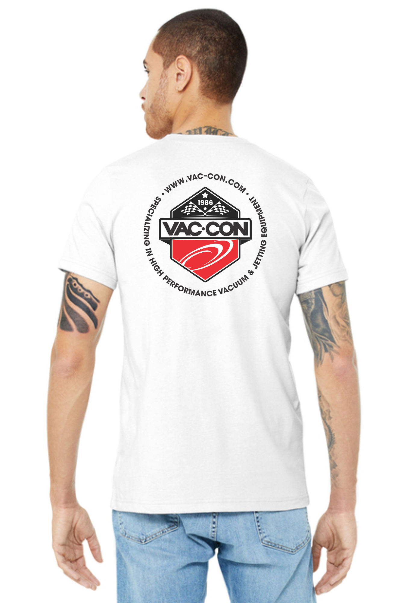 BELLA+CANVAS 3001 Unisex Jersey Short Sleeve Tee With Left Chest & Full Back Screenprint