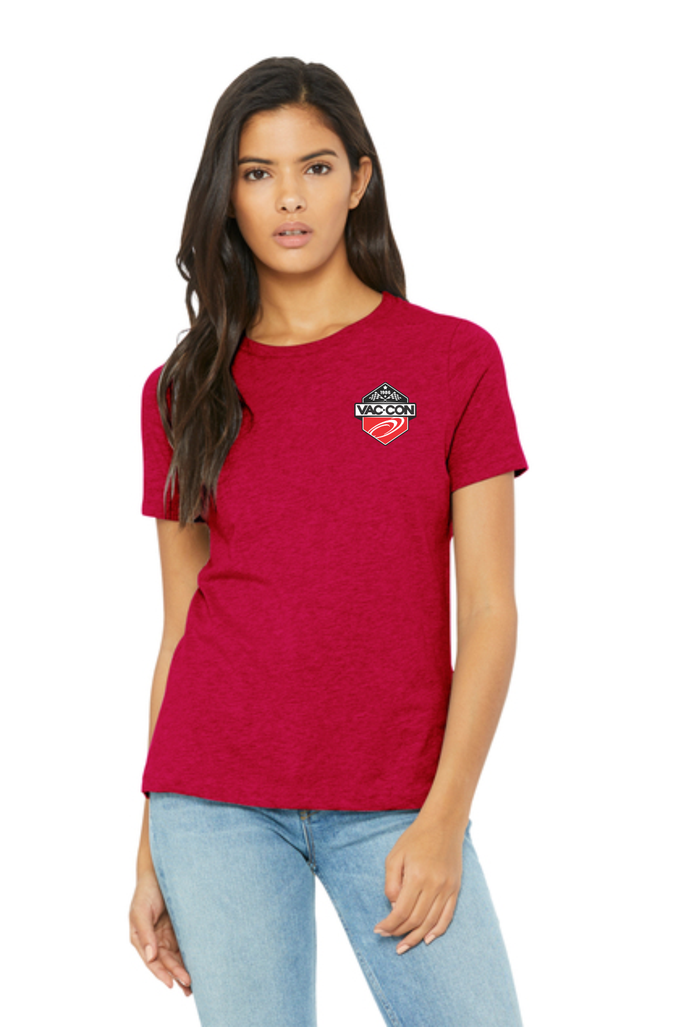 BELLA+CANVAS Women’s Relaxed CVC Tee T-Shirt With Left Chest & Full Back Screenprint (Copy)