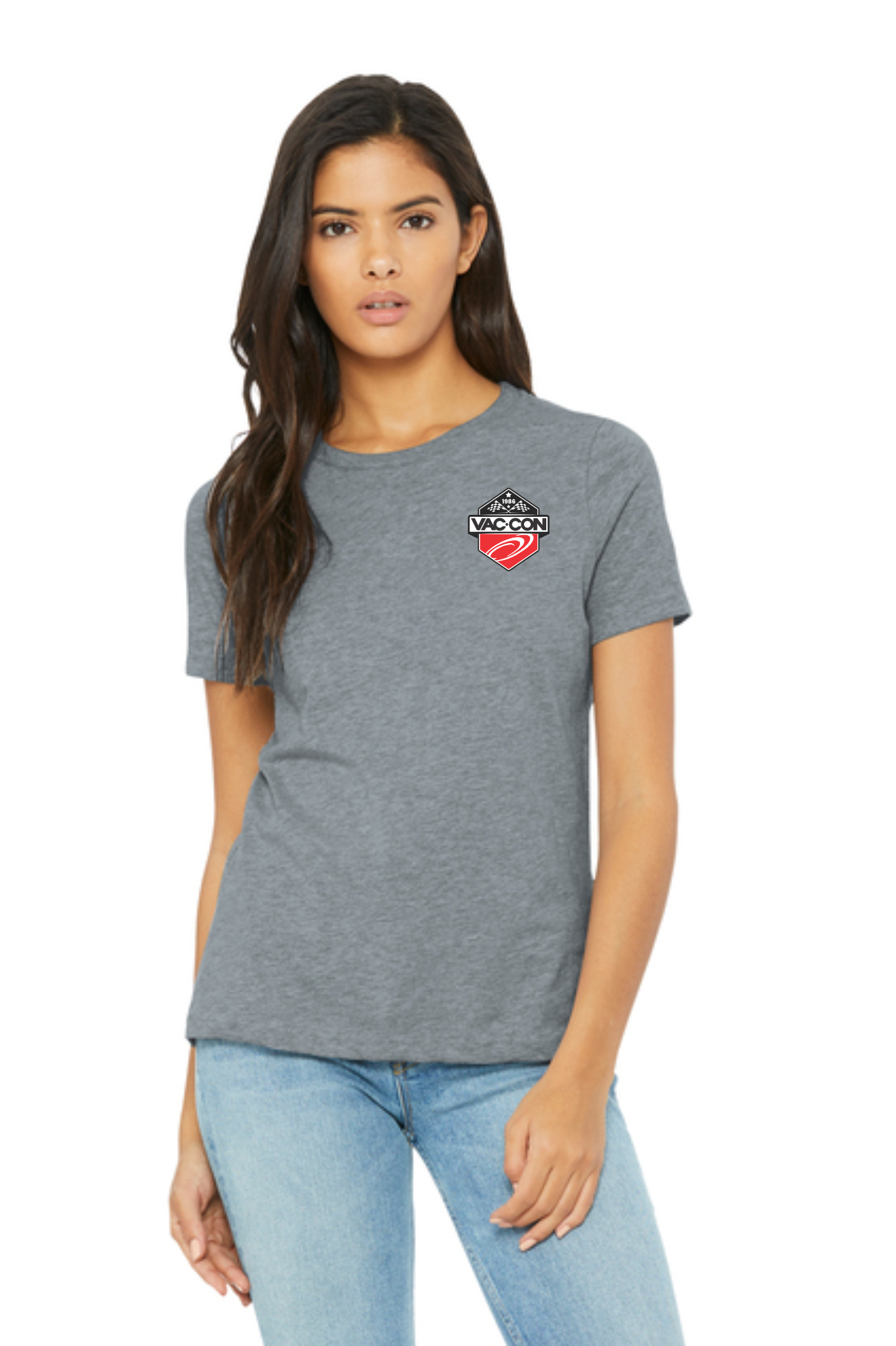 BELLA+CANVAS Women’s Relaxed CVC Tee T-Shirt With Left Chest & Full Back Screenprint (Copy)