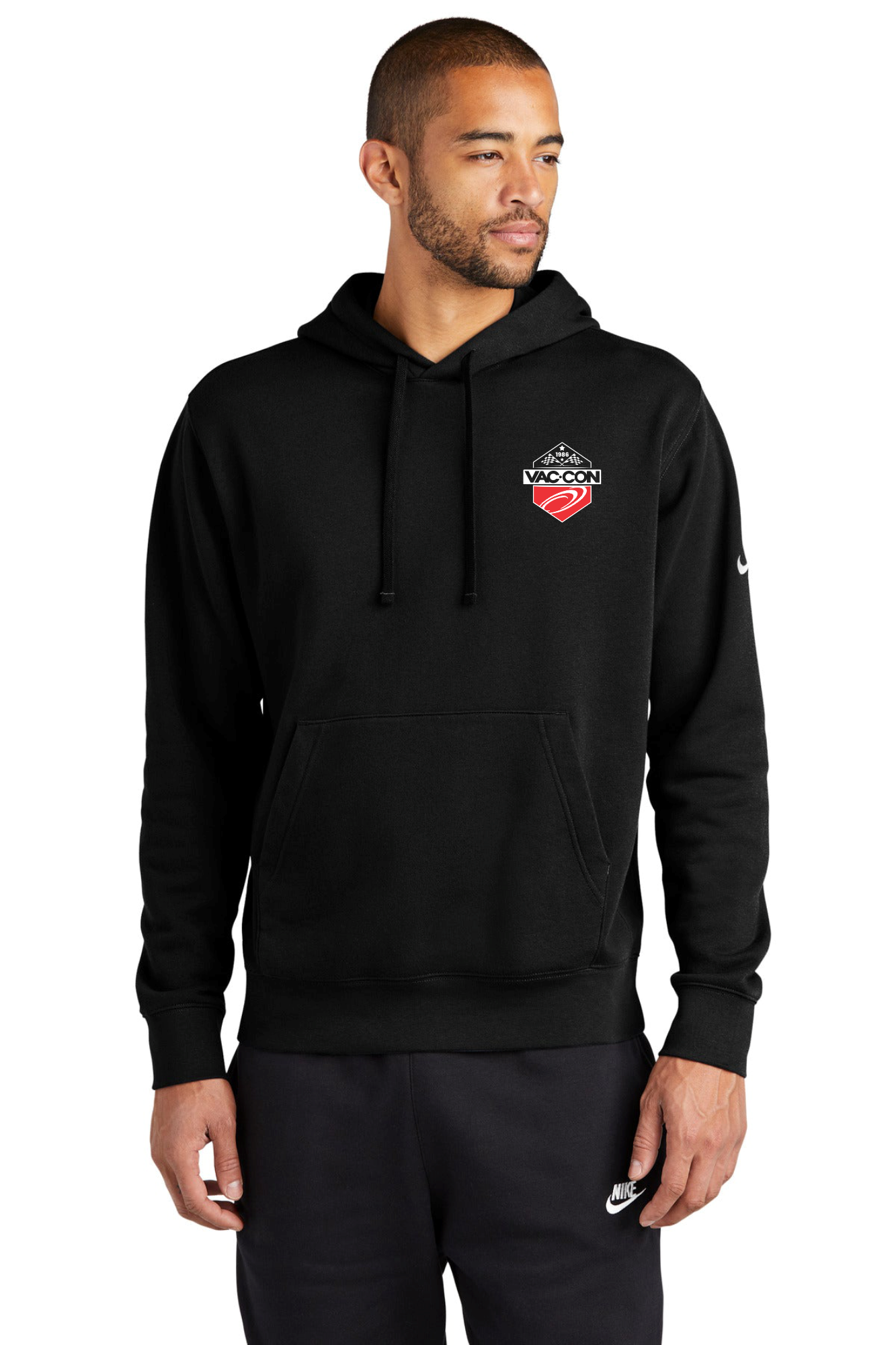 Nike Club Fleece Sleeve Swoosh Pullover Hoodie With Left Chest & Full Back Screenprint