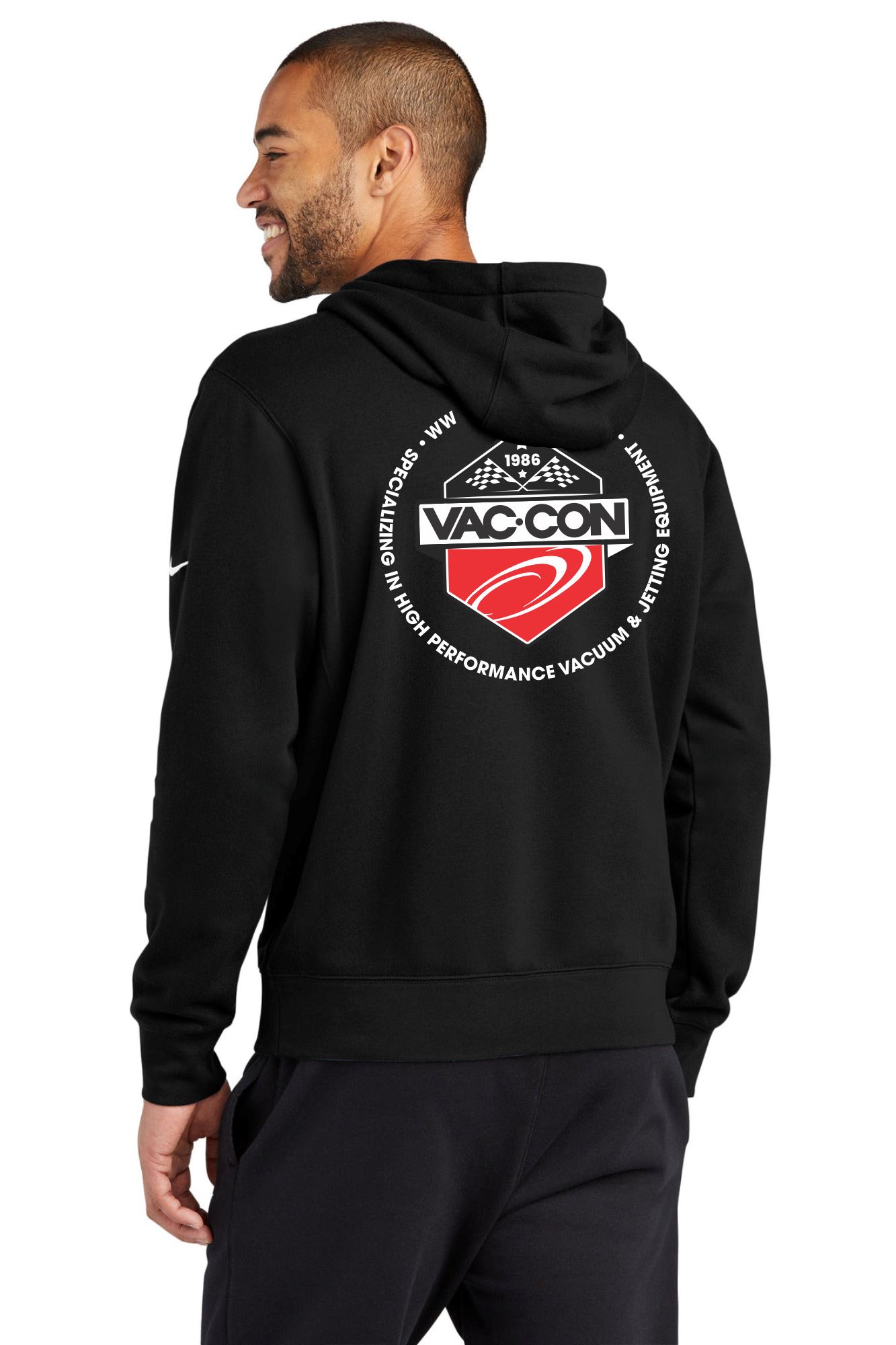 Nike Club Fleece Sleeve Swoosh Pullover Hoodie With Left Chest & Full Back Screenprint