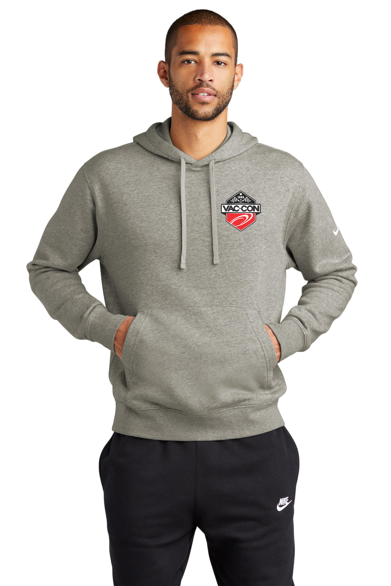Nike Club Fleece Sleeve Swoosh Pullover Hoodie With Left Chest & Full Back Screenprint