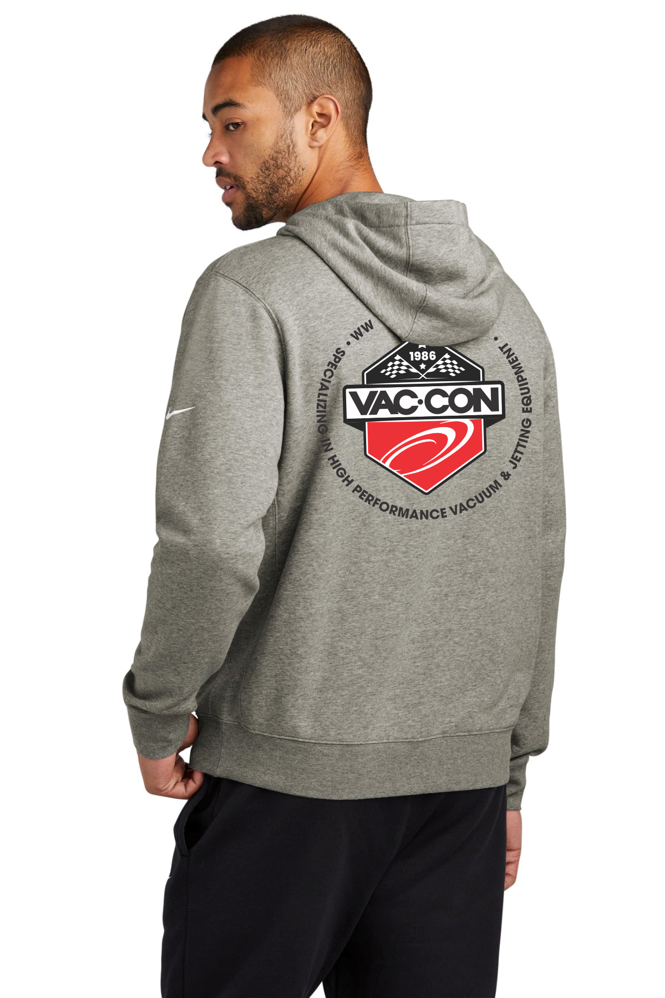 Nike Club Fleece Sleeve Swoosh Pullover Hoodie With Left Chest & Full Back Screenprint