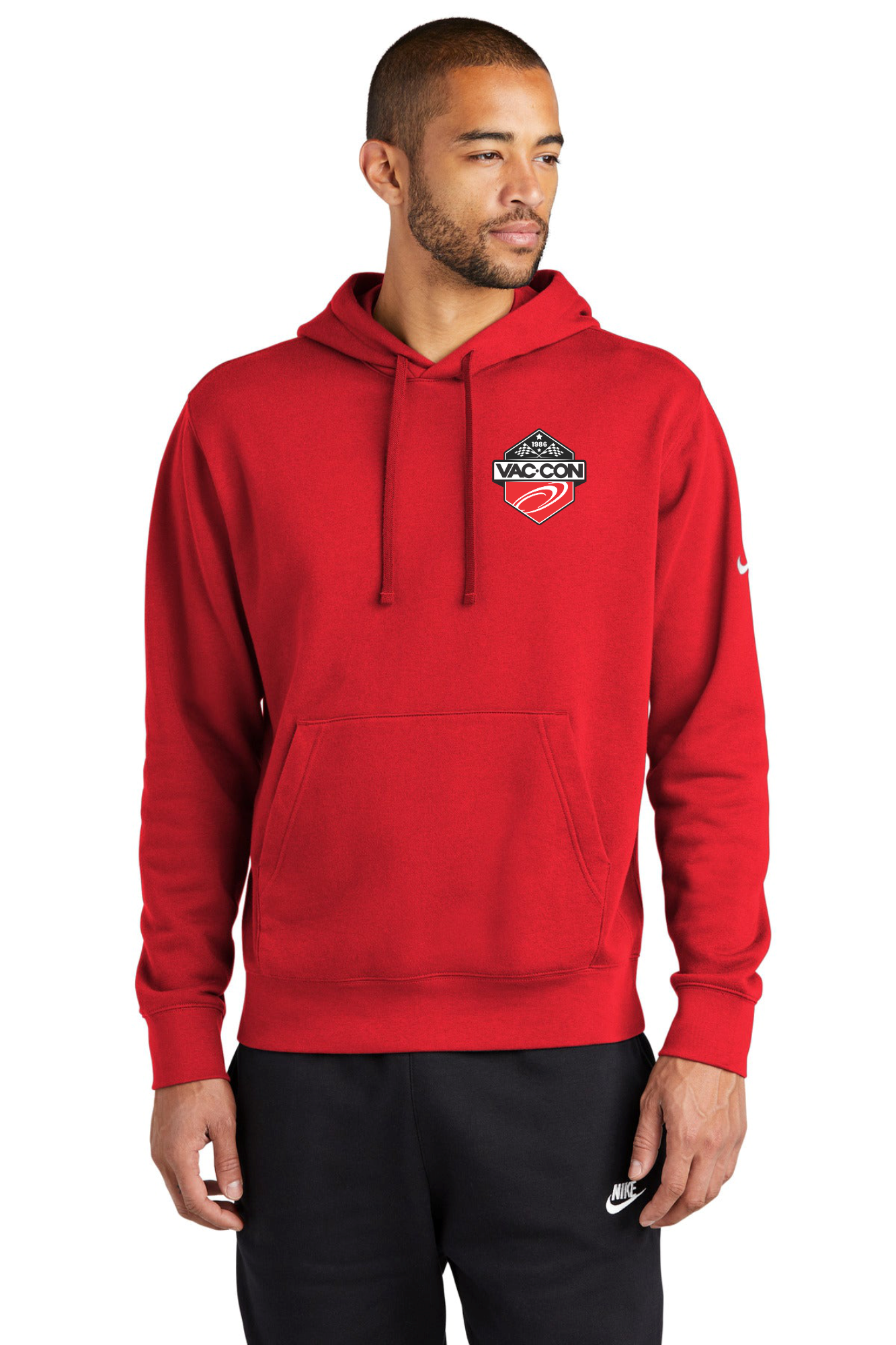 Nike Club Fleece Sleeve Swoosh Pullover Hoodie With Left Chest & Full Back Screenprint