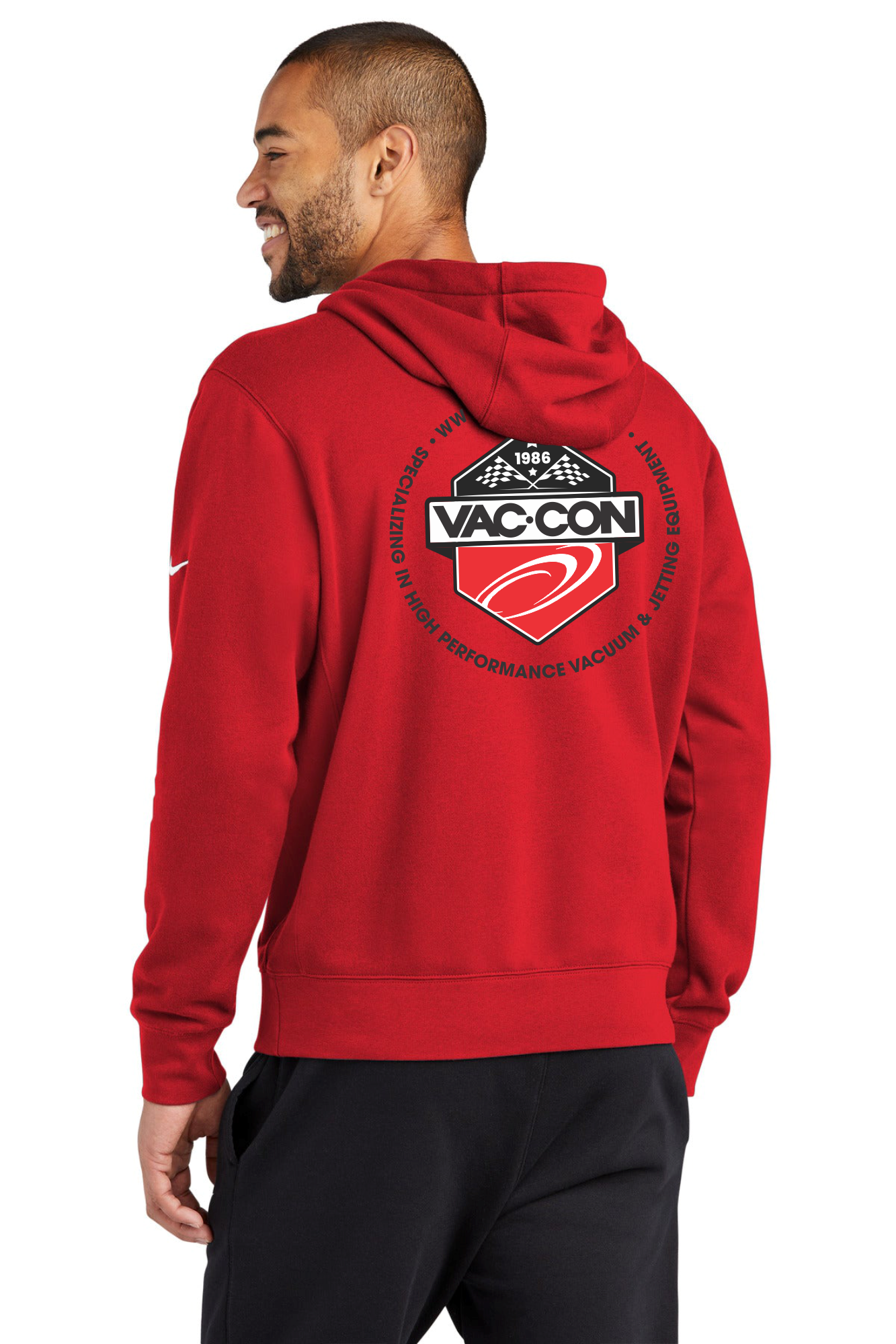 Nike Club Fleece Sleeve Swoosh Pullover Hoodie With Left Chest & Full Back Screenprint