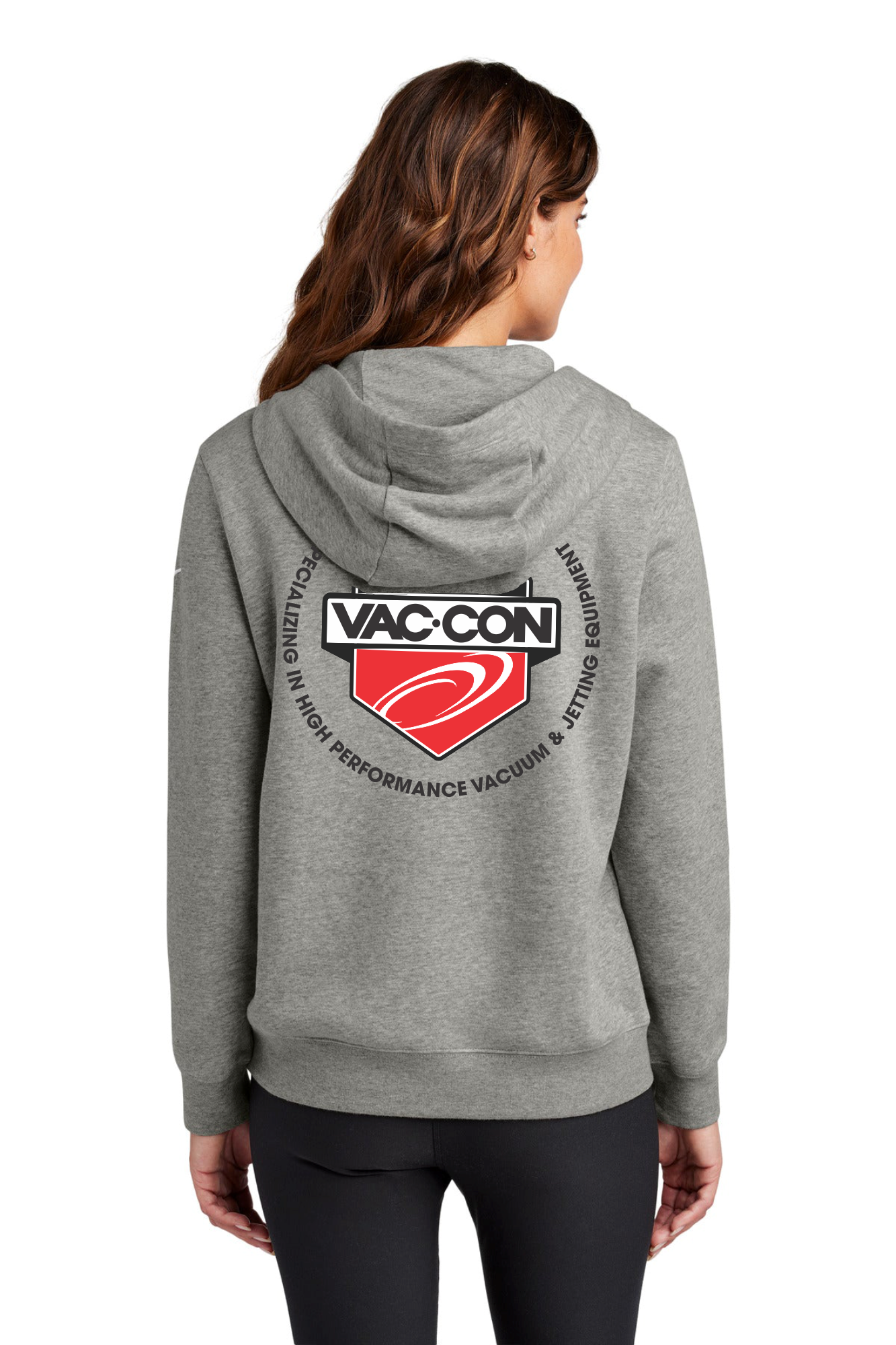 Nike Women's Club Fleece Sleeve Swoosh Pullover Hoodie With Left Chest & Full Back Screenprint