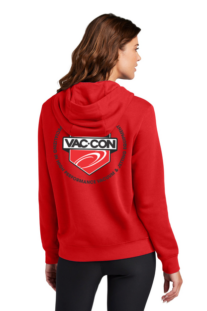 Nike Women's Club Fleece Sleeve Swoosh Pullover Hoodie With Left Chest & Full Back Screenprint