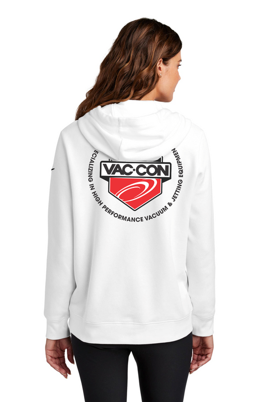 Nike Women's Club Fleece Sleeve Swoosh Pullover Hoodie With Left Chest & Full Back Screenprint