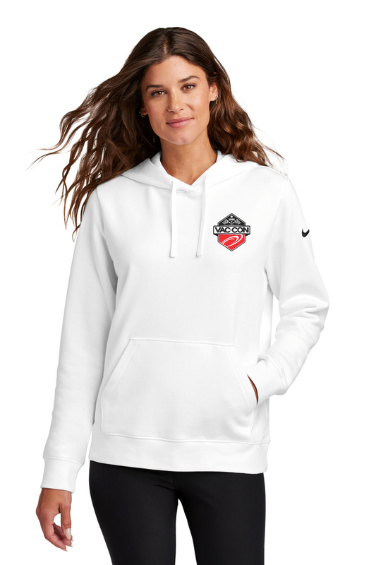 Nike Women's Club Fleece Sleeve Swoosh Pullover Hoodie With Left Chest & Full Back Screenprint